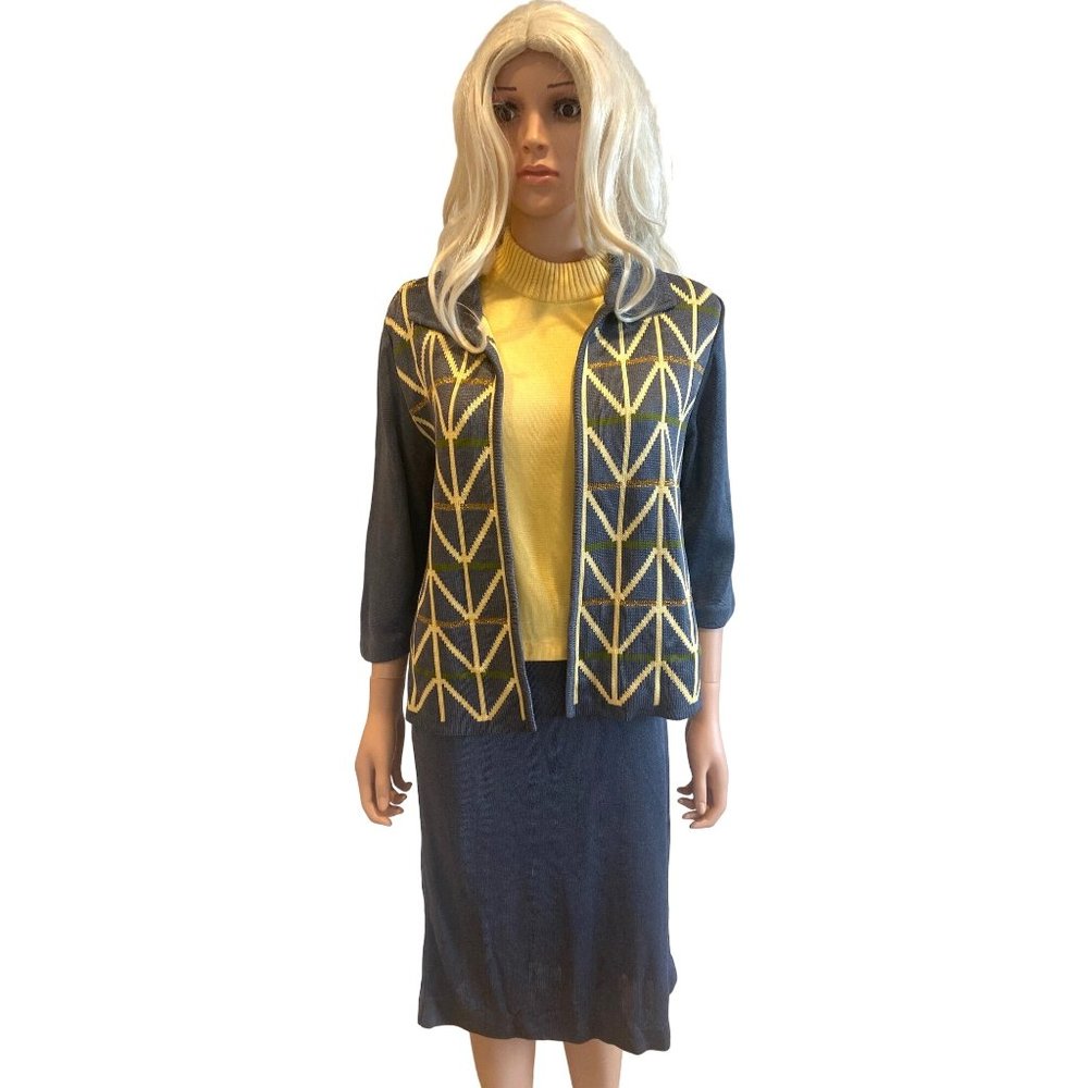 Vintage 60's Miss Pernilla 3 Piece Sweater Skirt Set Knitwear M/L* USA ILGWU